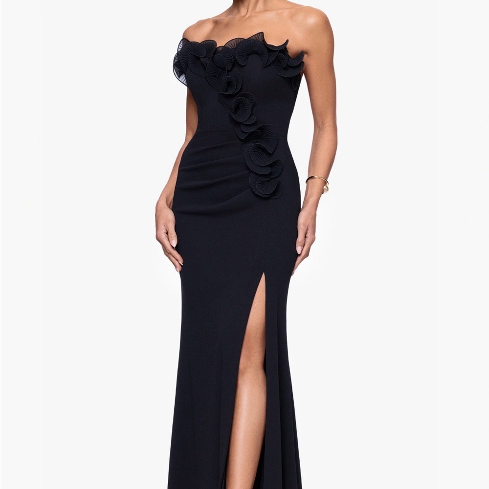 Elegant Black Strapless Evening Dress - Xscape Kimberly
